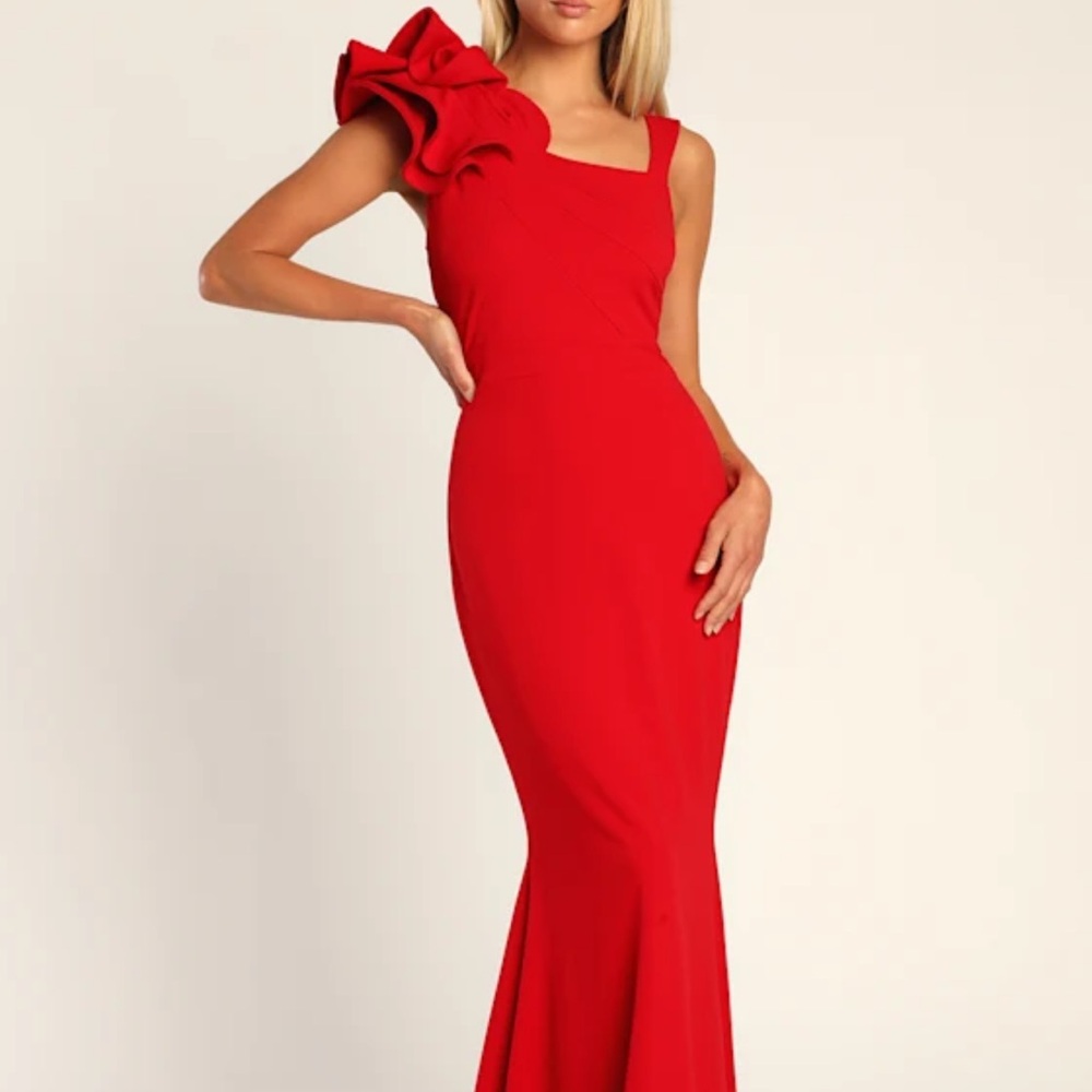 Formal Red Evening Maxi Dress